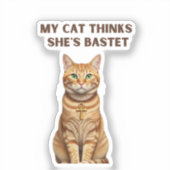 Bastet Cat Sacred Premium Sticker Gold (Voorkant)
