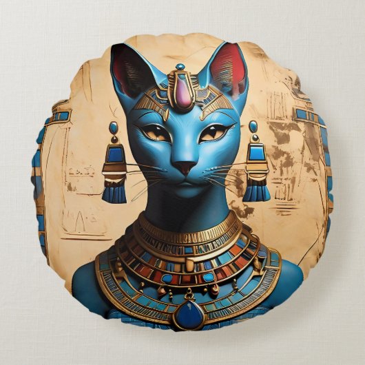 Bastet de oude Egyptische god Rond Kussen (Voorkant)