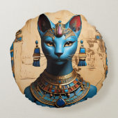 Bastet de oude Egyptische god Rond Kussen (Achterkant)