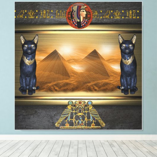 Bastet Deusa do Egipto Canvas Afdruk (Insitu (Houten vloer))
