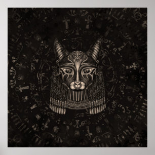 Bastet Egyptian Goddess - Sepia Poster