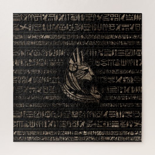 Bastet Egyptische godin -  goud in zwart Legpuzzel (Verticaal)