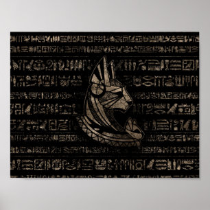 Bastet Egyptische godin -  goud in zwart Poster