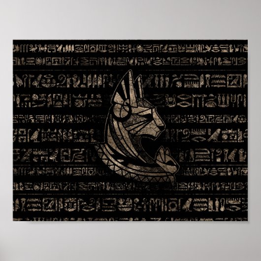 Bastet Egyptische godin -  goud in zwart Poster (Voorkant)