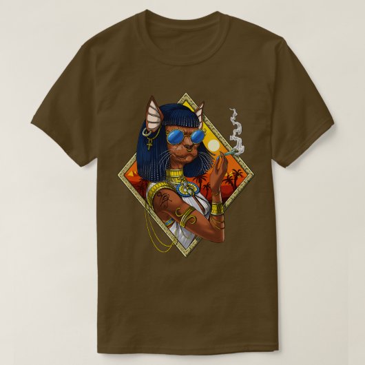 Bastet Egyptische Godin Hippie T-shirt (Design voorkant)