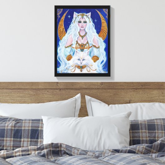 Bastet-Egyptische godin-kunst door Renee Lavoie Canvas Afdruk (Insitu (Slaapkamer))