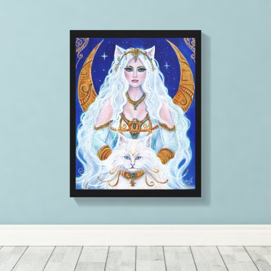 Bastet-Egyptische godin-kunst door Renee Lavoie Canvas Afdruk (Insitu (Houten vloer))