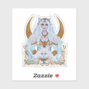 Bastet-Egyptische godin-kunst door Renee Lavoie Sticker