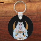 Bastet Egyptische godin met kat van Renee Lavoie Sleutelhanger (Voorkant)