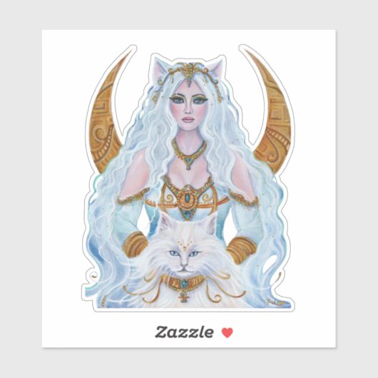 Bastet Egyptische godin met kat van Renee Lavoie Sticker (Vel)