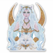 Bastet Egyptische godin met kat van Renee Lavoie Sticker (Voorkant)
