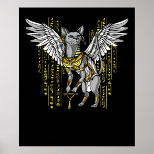 Bastet Egyptische kat Goddess Ankh Hieroglyphs Poster