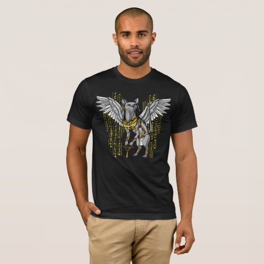Bastet Egyptische kat Goddess Ankh Hieroglyphs T-shirt (Voorkant volledig)