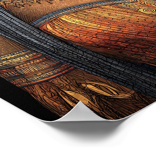 Bastet Egyptische Kat Godin Goud Bruin Kunst Poster (Hoek)