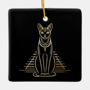 Bastet, Egyptische katgodin voor een piramide Keramisch Ornament
