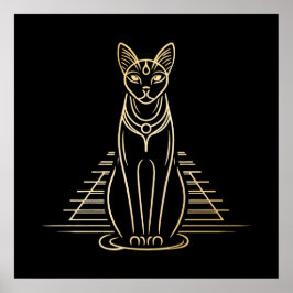 Bastet, Egyptische katgodin voor een piramide Poster