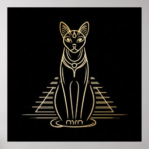 Bastet, Egyptische katgodin voor een piramide Poster