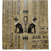 Bastet - Egyptische katten en Ankh Cross Douchegordijn (Voorkant)