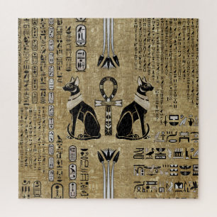 Bastet - Egyptische katten en Ankh Cross Legpuzzel