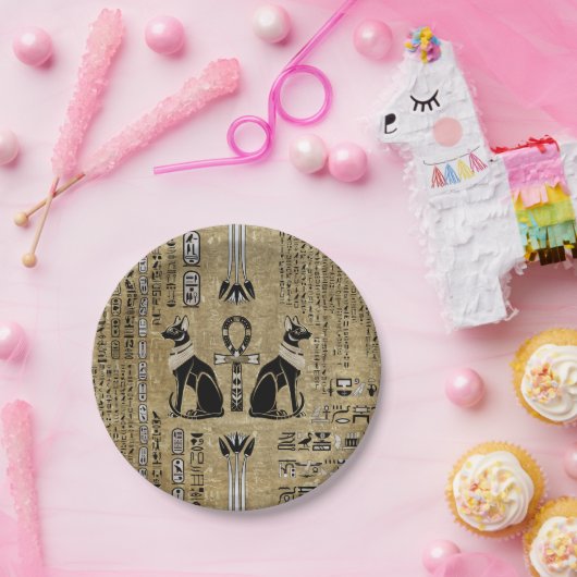 Bastet - Egyptische katten en Ankh Cross Papieren Bordje (Feest)