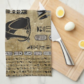 Bastet - Egyptische katten en Ankh Cross Theedoek (Quarter Fold)