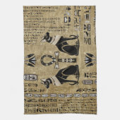 Bastet - Egyptische katten en Ankh Cross Theedoek (Verticaal)