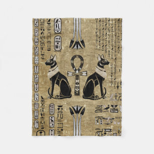 Bastet - Egyptische katten en Ankh - kruis Fleece Deken