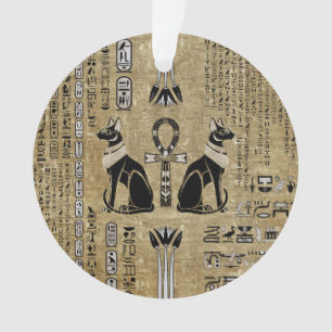Bastet - Egyptische katten en Ankh - kruis Ornament