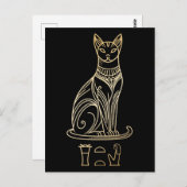 Bastet, Egyptische Kattengodin. Naam in hiëroglief Briefkaart (Voorkant / Achterkant)