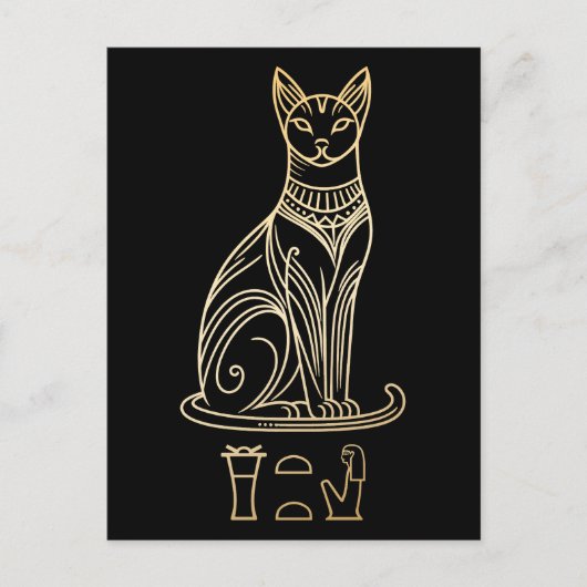 Bastet, Egyptische Kattengodin. Naam in hiëroglief Briefkaart (Voorkant)