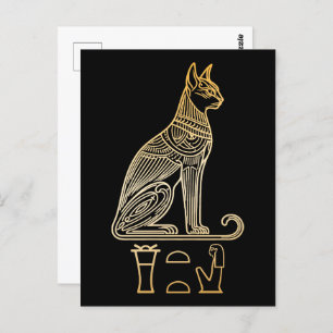 Bastet, Egyptische Kattengodin. Naam in hiëroglief Briefkaart