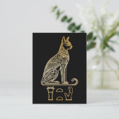 Bastet, Egyptische Kattengodin. Naam in hiëroglief Briefkaart (Staand voorkant)