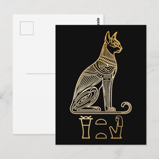Bastet, Egyptische Kattengodin. Naam in hiëroglief Briefkaart (Voorkant / Achterkant)
