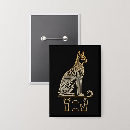 Bastet, Egyptische Kattengodin. Naam in hiëroglief Button (Voorkant / Achterkant)