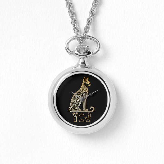 Bastet, Egyptische Kattengodin. Naam in hiëroglief Horloge (Voorkant)