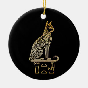 Bastet, Egyptische Kattengodin. Naam in hiëroglief Keramisch Ornament