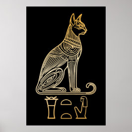 Bastet, Egyptische Kattengodin. Naam in hiëroglief Poster