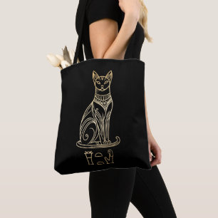 Bastet, Egyptische Kattengodin. Naam in hiëroglief Tote Bag
