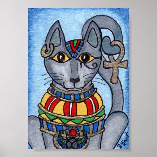 Bastet Eygptian Cat Goddess Mini Folk Art Poster (Voorkant)