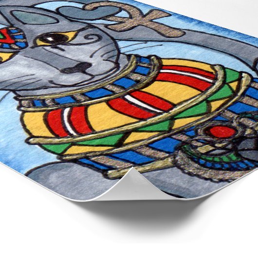 Bastet Eygptian Cat Goddess Mini Folk Art Poster (Hoek)