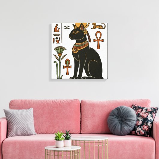 Bastet Kat Godin Hiërogliefen Canvas (Insitu (Woonkamer))