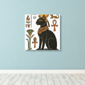 Bastet Kat Godin Hiërogliefen Canvas Afdruk (Insitu (Houten vloer))