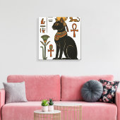 Bastet Kat Godin Hiërogliefen Canvas Afdruk (Insitu (Woonkamer))