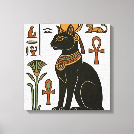 Bastet Kat Godin Hiërogliefen Canvas Afdruk (Voorkant)