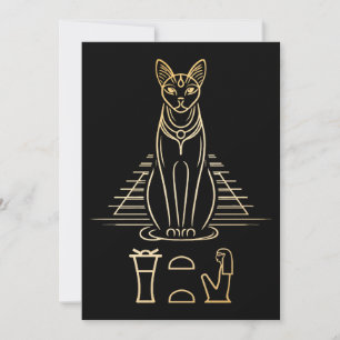 Bastet met naam in hiërogliefen en Egyptische pira Bedankkaart