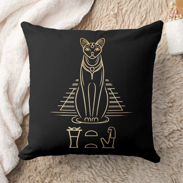 Bastet met naam in hiërogliefen en Egyptische pira Kussen (Deken)