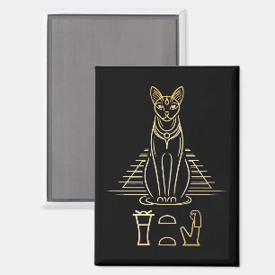 Bastet met naam in hiërogliefen en Egyptische pira Magneet
