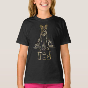 Bastet met naam in hiërogliefen en Egyptische pira T-shirt