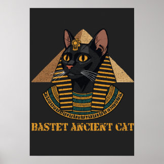 Bastet Oudegyptische Kattengodin Vintage Kunst Poster
