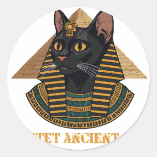 Bastet Oudegyptische Kattengodin Vintage Kunst Ronde Sticker